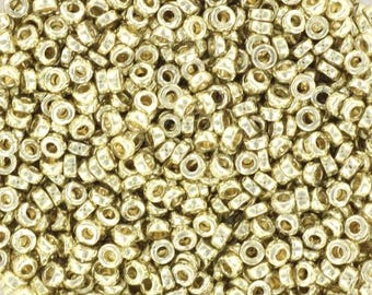 5g Miyuki spacer beads 2.2 x 1 mm, duracoat galvanized silver, color 4201, beads from japan, donut shaped beads