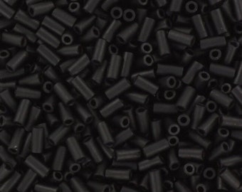 Miyuki bugles 3mm, opaque matte black, color 401F, beads from japan, tube shaped beads, long beads, japanese beads