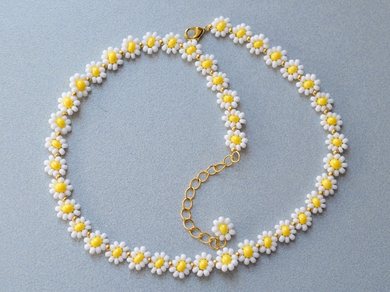 Beaded Necklace for Women Daisy Chain Flower Necklace Etsy