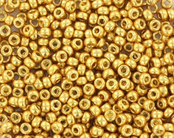 10g Miyuki Rocailles Duracoat galvanized Gold Größe 11/0 4202, Perlen aus Japan, uniforme Perlen runde Rocailles, hochwertige Perlen