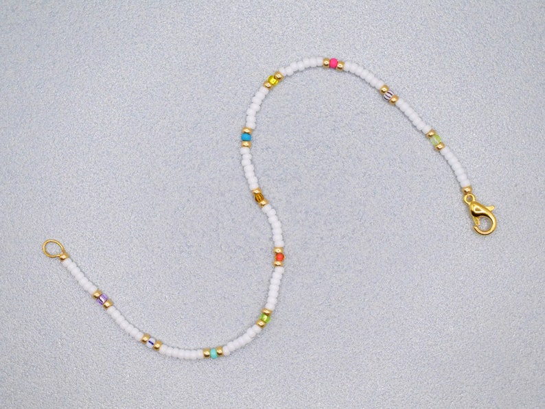 White bead bracelet, thin bracelet dainty, simple bracelet mixed beads, birthday gift for best friend, friendship bracelet, small gifts image 7