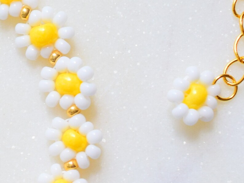 Beaded Necklace for Women Daisy Chain Flower Necklace Etsy