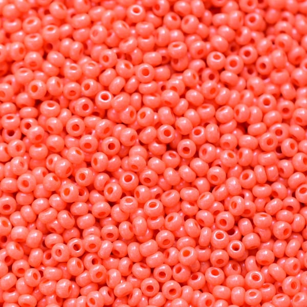 Preciosa Ornela 10/0 orange intensive dyed chalkwhite 16A91 20g, orange pink salmon seed beads, bohemian beads, Czech seed beads