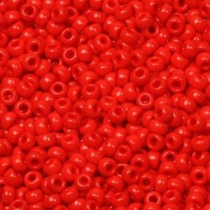 Perline di semi Miyuki 11/0, rosso opaco 408, perline giapponesi da 10 g, perline di vetro rosso, misura 2 mm, rocailles rotonde, Miyuki rosso lucido, RR408 RR0408