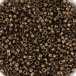 Cuentas Miyuki Delica bronce oscuro metalizado, 5 g 11/0 DB 22, Miyuki Delica bronce, marrón metalizado, cuentas japonesas, cuentas de semillas