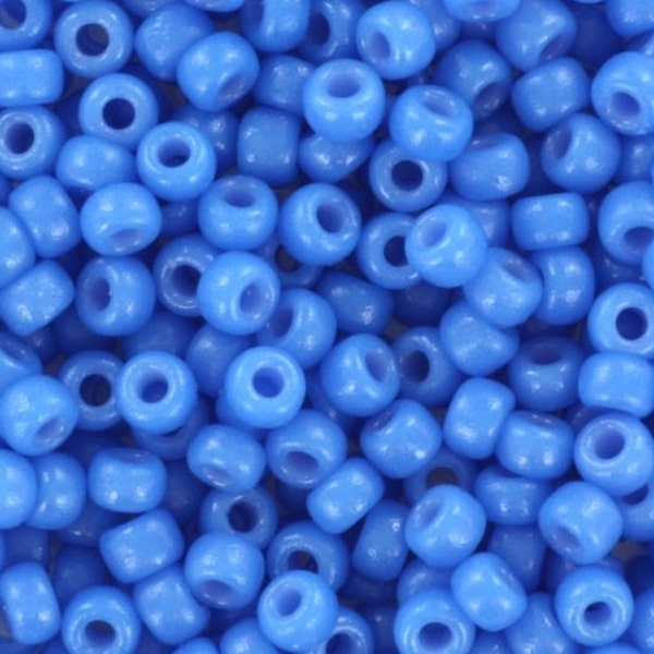 10g Miyuki seed beads 8/0, duracoat opaque delphinium blue 4484, japanese beads, round rocailles blue, size 8 3mm, bright blue glass beads