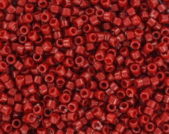 Miyuki Delica beads duracoat opaque dyed jujube red, 5g 11/0 color DB 2119, cylindrical beads, Miyuki dark red beads, Miyuki beads 2119