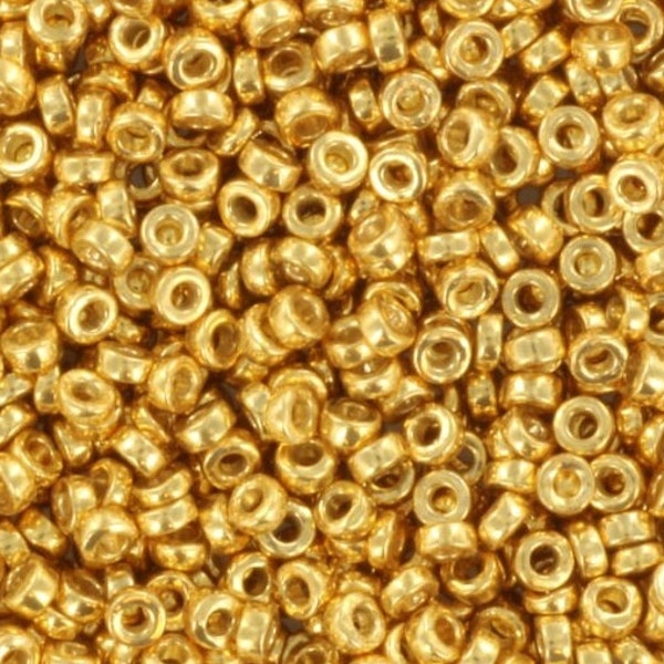 5g Miyuki spacer beads 2.2 x 1 mm, duracoat galvanized gold, color 4202, beads from japan, donut shaped beads