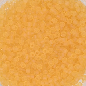 5g Toho seed beads 15/0, Transparent frosted light topaz, TR-15-2F, japanese beads, orange matte, size 15 beads, tiny Toho round beads