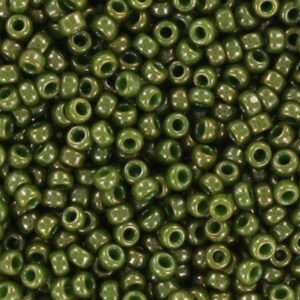 Perline di semi Miyuki 11/0, kaki opaco lucido 2539L 10g, perline giapponesi, perline verde scuro, misura 11/0 2 mm, rocailles rotonde verdi