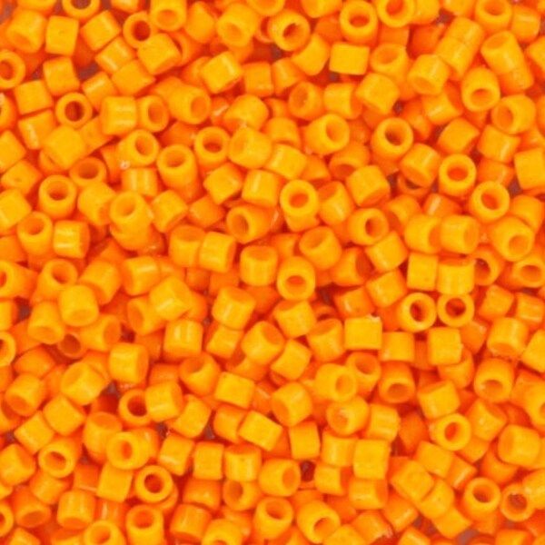 Miyuki Delica beads duracoat opaque dyed kumquat, 5g 11/0 color DB 2104, cylindrical beads, Miyuki orange beads, Miyuki seed beads orange