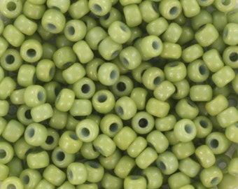 10g Miyuki seed beads 8/0, duracoat opaque fennel 4473, japanese beads, round rocailles, light green, size 8 3mm, soft green glass beads
