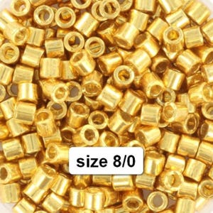 Size 8/0 Miyuki Delica beads duracoat galvanized gold, 5g DB 1832, Large Delicas, metallic colors, Miyuki seed beads