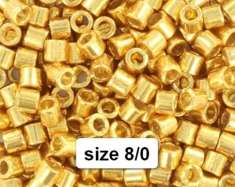 Size 8/0 Miyuki Delica Beads Duracoat Galvanized Gold, 5g DB 1832
