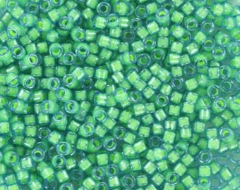 Miyuki Delica beads luminous mermaid green, 5g 11/0 color DB 2053, cylindrical beads, Miyuki green beads, Miyuki neon green