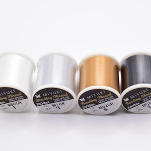 Miyuki beading thread, 0.2mm white nylon thread, black nylon thread