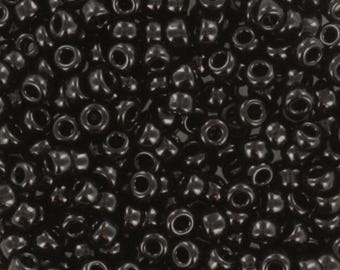 10g Miyuki seed beads 8/0, opaque black 401, japanese beads, color black beads, size 3mm, Miyuki RR401 RR0401, black round rocailles