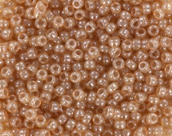 Miyuki seed beads 11/0, ceylon translucent jasmine 2370 10g, japanese beads, light brown beads, size 2mm, beige round rocailles caramel