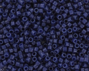 Miyuki Delica beads duracoat opaque dyed navy blue, 5g 11/0 color DB 2143, cylindrical beads, Miyuki opaque blue DB2143, Delicas dark blue