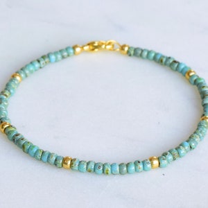 Turquoise and gold beaded bracelet, stacking bracelets, Valentine bracelet gift, gift for friends woman birthday, small gift ideas