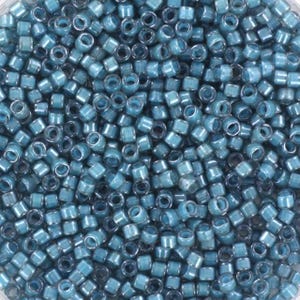 Miyuki Delica beads luminous dusk blue, 5g 11/0 color DB 2054, cylindrical beads, transparent blue Miyuki DB2054, luster blue Delicas