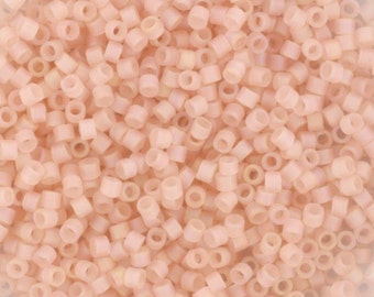 Miyuki Delica beads transparent matte ab pink mist, 5g 11/0 DB 868, cylindrical beads, 1.6mm beads, light pink beads, matte pale rose DB868