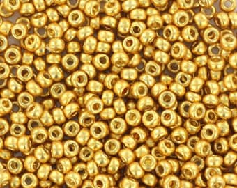 10g Miyuki seed beads duracoat galvanized gold size 11/0 4202, beads from japan, round rocailles, high quality beads, small gold beads