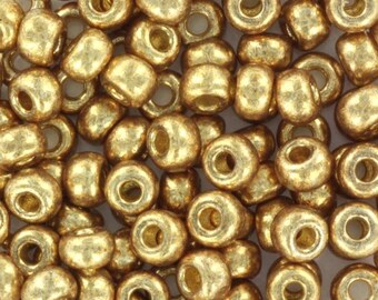 Cuentas Miyuki de 10 g, galvanizadas con Duracoat color champán, tamaño 6/0 4204, de Japón, rocallas redondas, cuentas doradas grandes de 4 mm.