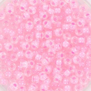 Cuentas de semillas Miyuki 8/0 de 10 g, cristal rosa 207, cuentas japonesas de alta calidad, color interior rosa, tamaño 8,3 mm, cuentas de cristal.