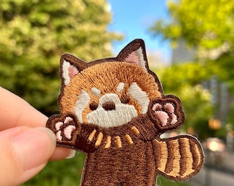 Happy raccoon Iron On Patch | Funny Animal Sew On Badge | DIY | Cute Embroidery Patch Sticker| Animal Sticker