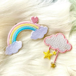 Rainbow and cloud Patch | Embroidered Iron On Sew On Applique Patch |Embroidery Patch Sticker| gift idea