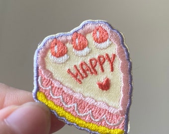 Heart shape cake Iron On Patch | birthday cake patch |silky texture patch| cute Sew On Badge | DIY birthday gift |fathers' day gift