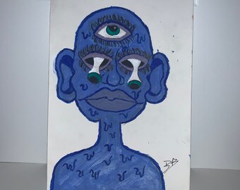 Blue Man Painting Etsy