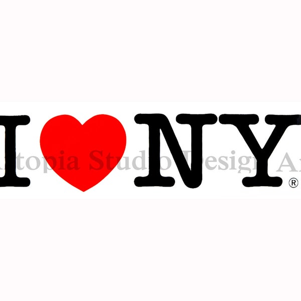 OFFICIALLY LICENSED I love NY White Rectangle Bumper Sticker with Genuine Hologram, for Car Bumper, Notebook, Laptop, Ipad, size  6X1.5 inch