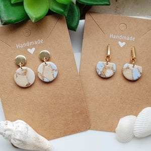 Pastel colored earrings, polymer clay earrings, lightweight earrings, stainless steel earrings, Fimo, pastel earrings, minimalist earrings