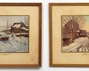 Pair of Vintage Print/Litho Joseph Giunta and Harold McCrea Framed Canadian Scenes