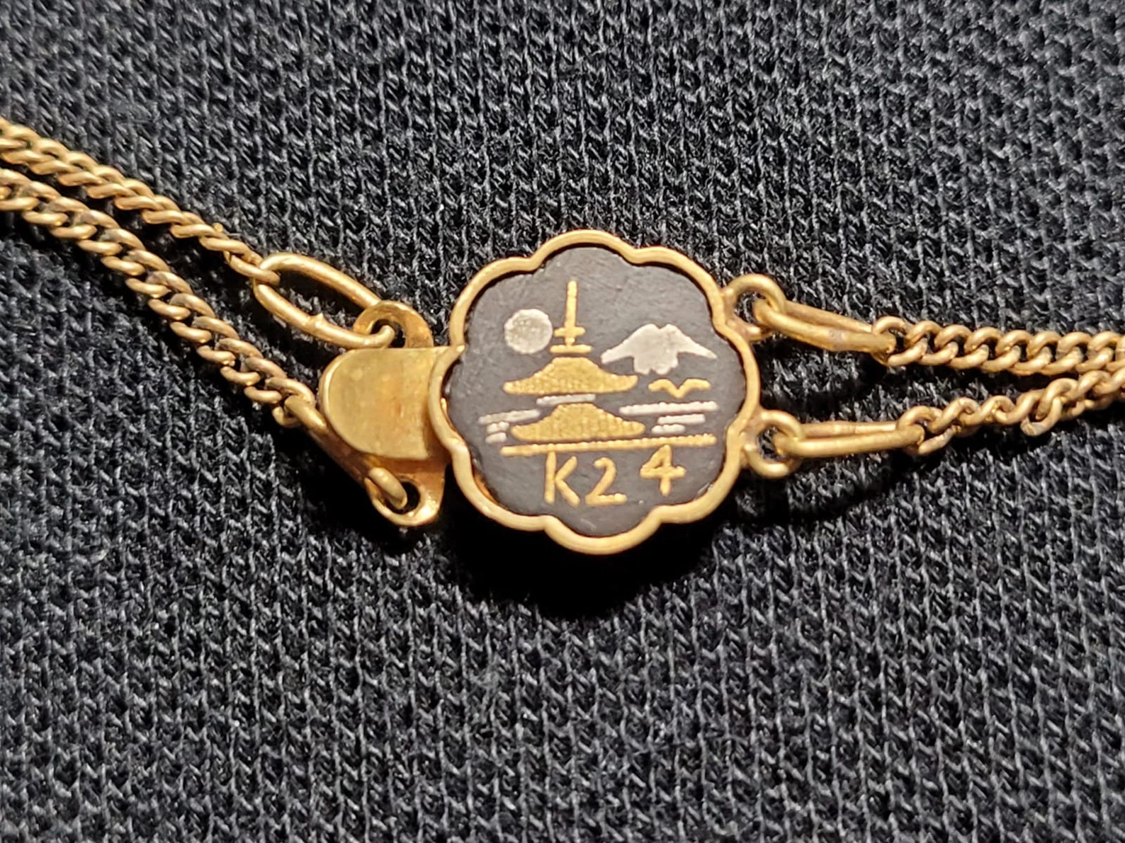 Antique rare Japanese damascene necklace stunning K24 gold and Etsy
