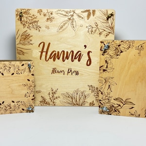 Floral Leaf Press Engraved Flower Press, Craft Activity For Kids, Birthday Gift For Son or Daughter, Nature Herb Drying