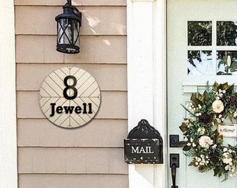 Wooden house wall number Round house address sign Home number plaques