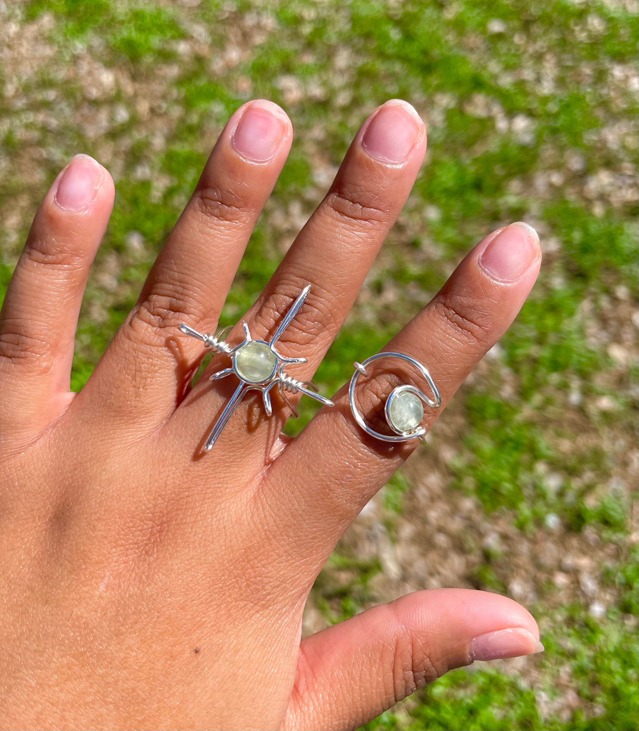 Crystal Sun and Moon Ring Set: Wire Wrapped, Reiki Charged - Etsy