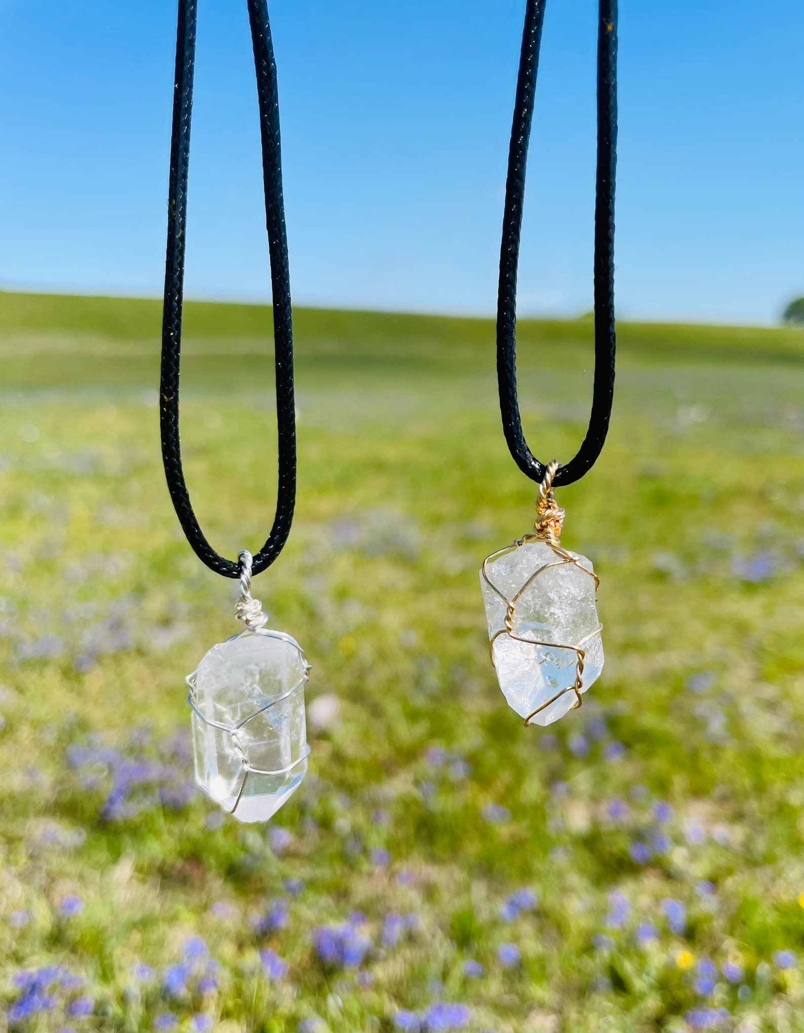 Clear Quartz Crystal Necklace Reiki Charged - Etsy