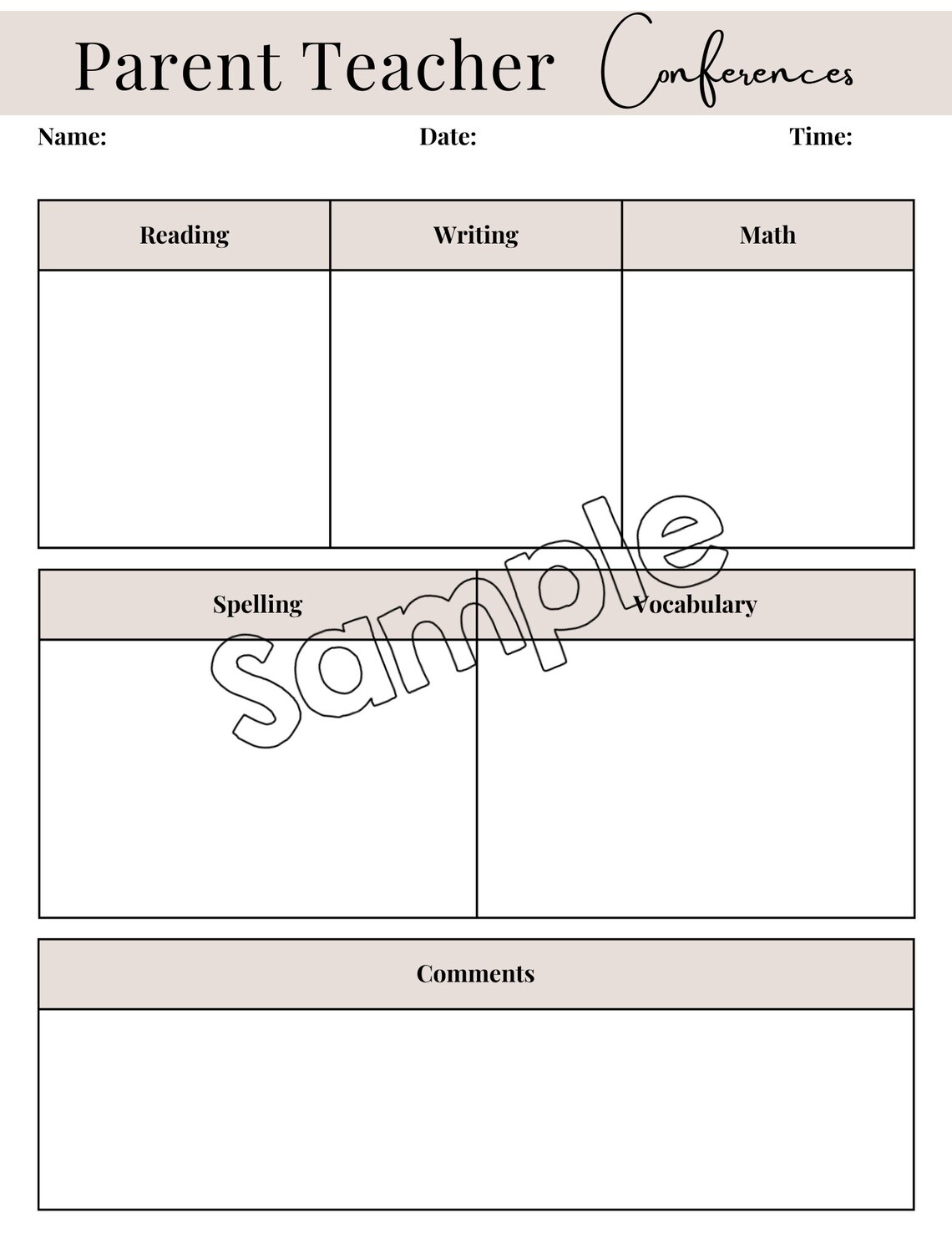 Parent Teacher Conference Forms| Editable Progress Report Template - Etsy