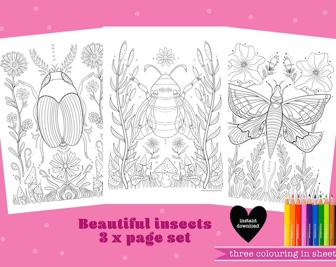 Insects Colouring Page - Etsy Canada