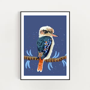 Australian kookaburra art print. Kookaburra bird  A4 / A3 digital download print - digital illustration art print