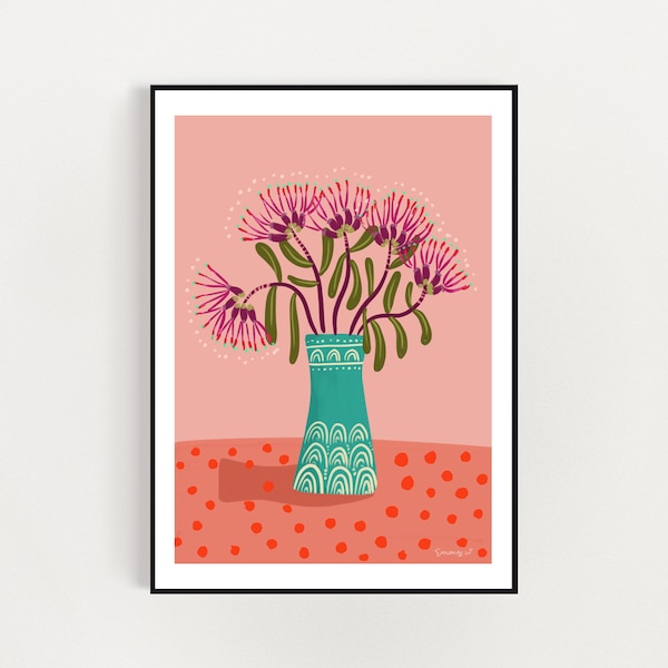 Grevillea Still life a4 /A3  digital download print - Australian native Grevillea flower still life digital illustration art print A3 / A4