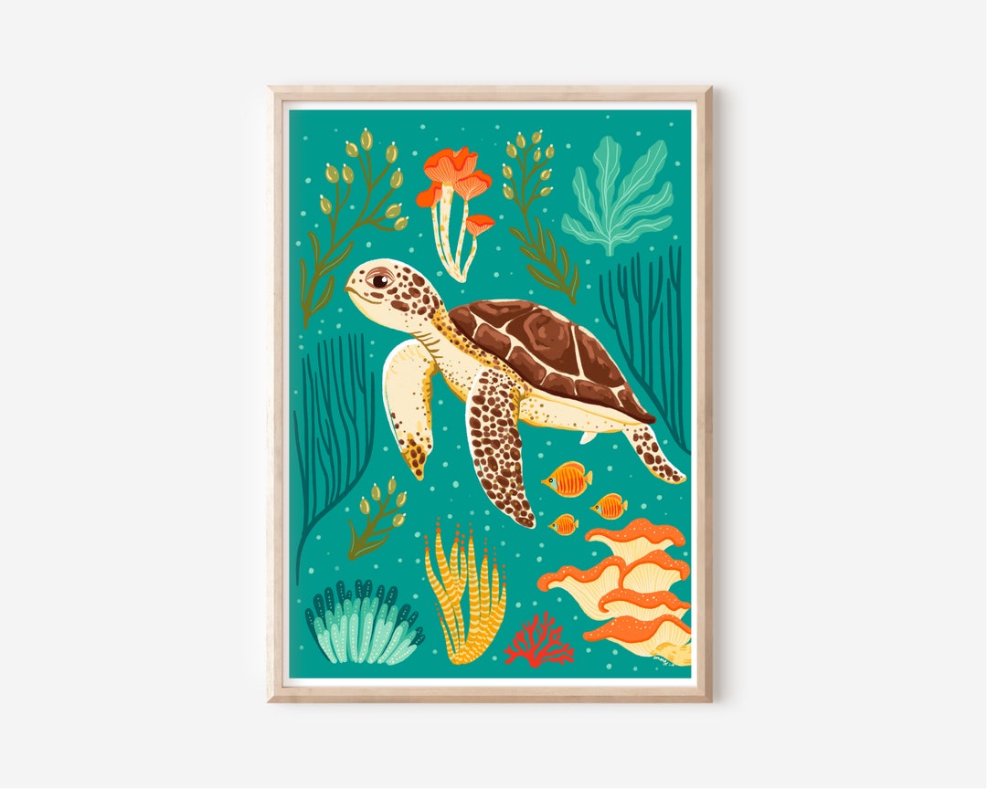 Kawaii Sea Turtle, digital illustration by me : r/AdorableArt