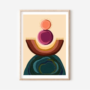 Earthy impressions abstract art print LARGE format digital download print Abstract geometric digital illustration art print image 1