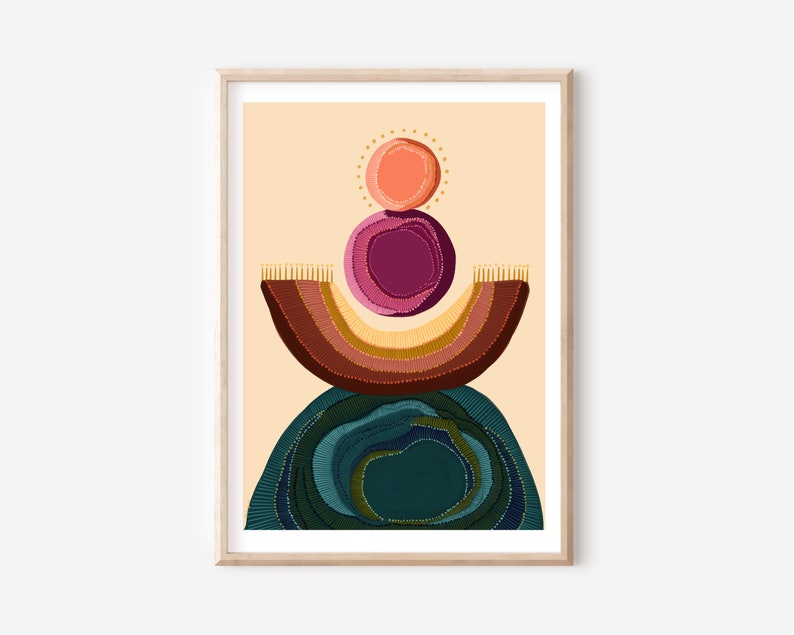 Earthy impressions abstract art print LARGE format digital download print Abstract geometric digital illustration art print image 1