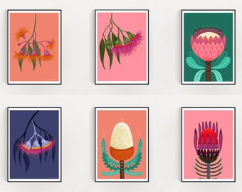 Australian Native flowers collection print set 6 -  5 x 7  digital download print. Australian native flower 5 x 7 small art print collection