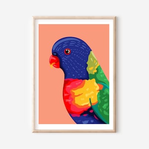 Rainbow lorikeet native Australian bird, A4 /A3 digital illustrated print, Australian wildlife Bird art print